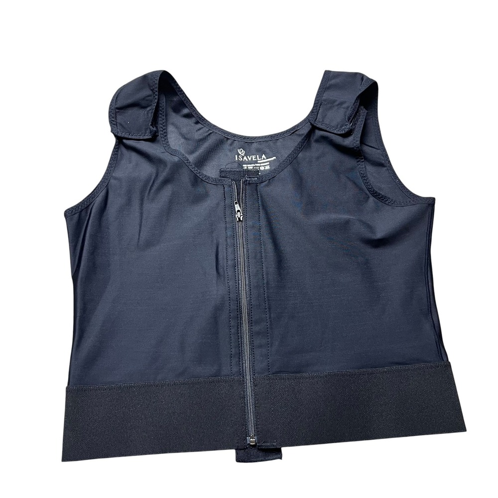 Isavela Women Black Compression Vest Post Surgical Support Zipper XL R-0028